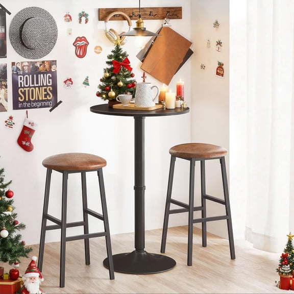 Round Bar Table, 35" Tall Pub Table, with Non-Slip Base for Narrow Space, Bar Height Table for Kitchen, Easy to Assemble, Black BB57BT01