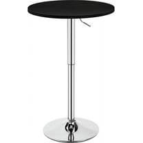 Round Bar Table, Adjustable Height and 360° Swivel Pub Tables, Cocktail Table with MDF Top, Silver Leg Base for Bar, Bistro, Café, Black