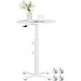 thumbnail image 1 of Round Bar Table, Adjustable Height and Rolling Small Dining Table, Dual-Use Cocktail Table with Removable Casters for Bar, Bistro, Café,White, 1 of 14
