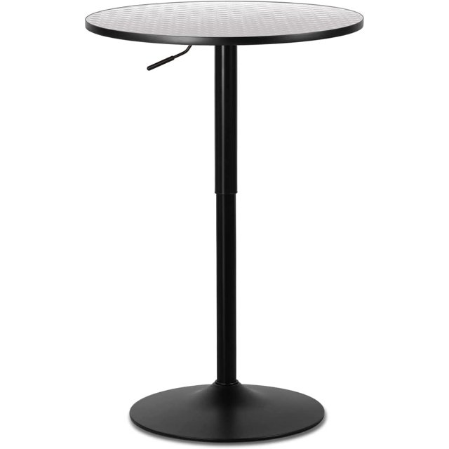 Round Bar Table, Adjustable Range 27.5"36" Wood Pub Table With Black