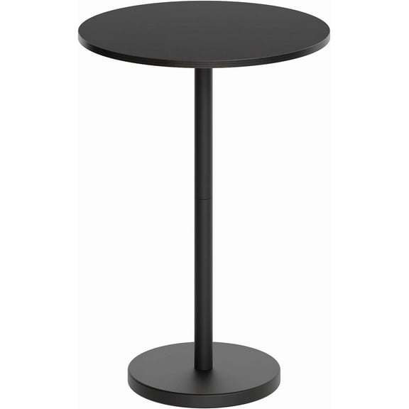 Round Bar Table, Counter Height, Metal Frame, Black, for Bistro, Dining Room, Living Room, Terrace