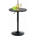thumbnail image 1 of Round Bar Table Height Adjustable with MDF Top, 23.6" Small Breakfast Dining Tables Modern Cocktail Bar Table with 360 Swivel for Suitable, Kitchen, Living Room, Restaurant Black, 1 of 14
