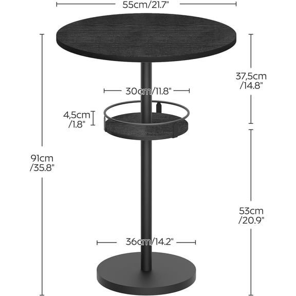 Round Bar Table Set of 2 with LED Light, High-Top Pub Table for Living Room Kitchen
