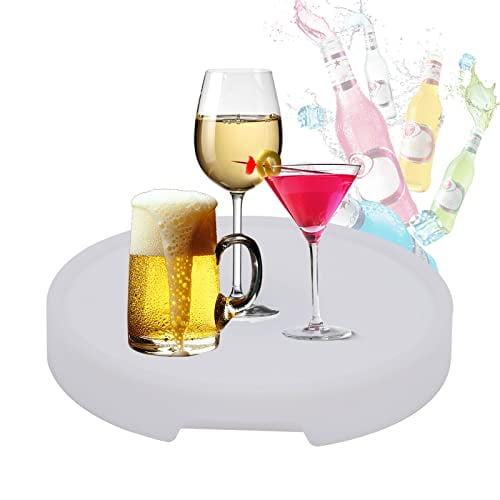 Round Bar Tray Changing Color LED Light Up Wine Bottle Coffee Table Dcor Party Lounge Pub Serving Table Tray 16 inch Diameter with Remote Control