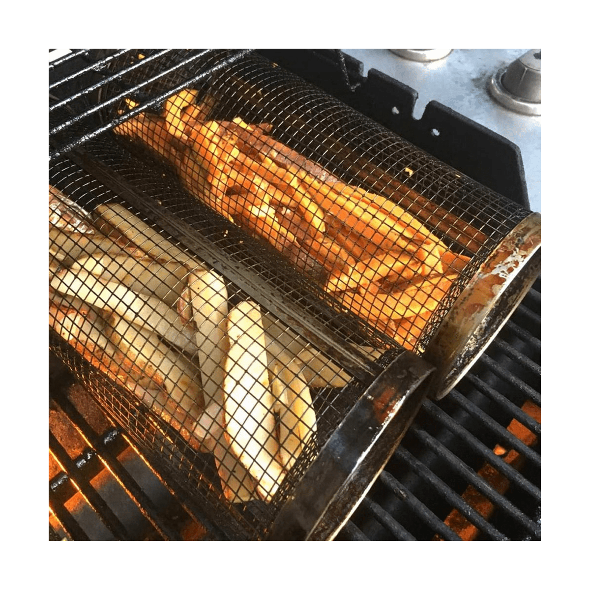 Round Barbecue Cooking Grills Grate,Rolling Grills Basket,Portable