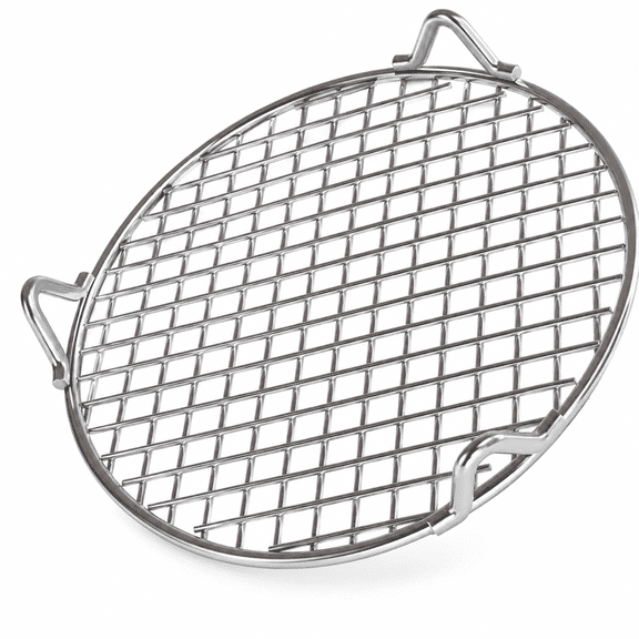 Round Barbecue Grids with Legs Dia 13.8" Straight Wire Footed Steaming 304 Stainless Steel Cooling Rack Multi-Purpose Grill Rack for Airfryer Instant Pot/Pressure Cooker (350mm/13.8")