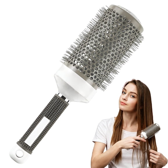 Round Barrel Hair Brush with Nylon Bristles, Vented Styling Brush for Blow Drying, Detangling and Volume, Suitable for Curly, Wavy and Straight Hair,3.7inch