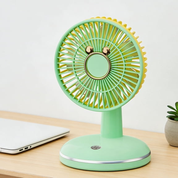 Round Base Desktop Fan Rechargeable Portable Cooling Fan for Outdoor Gift Use(Green)