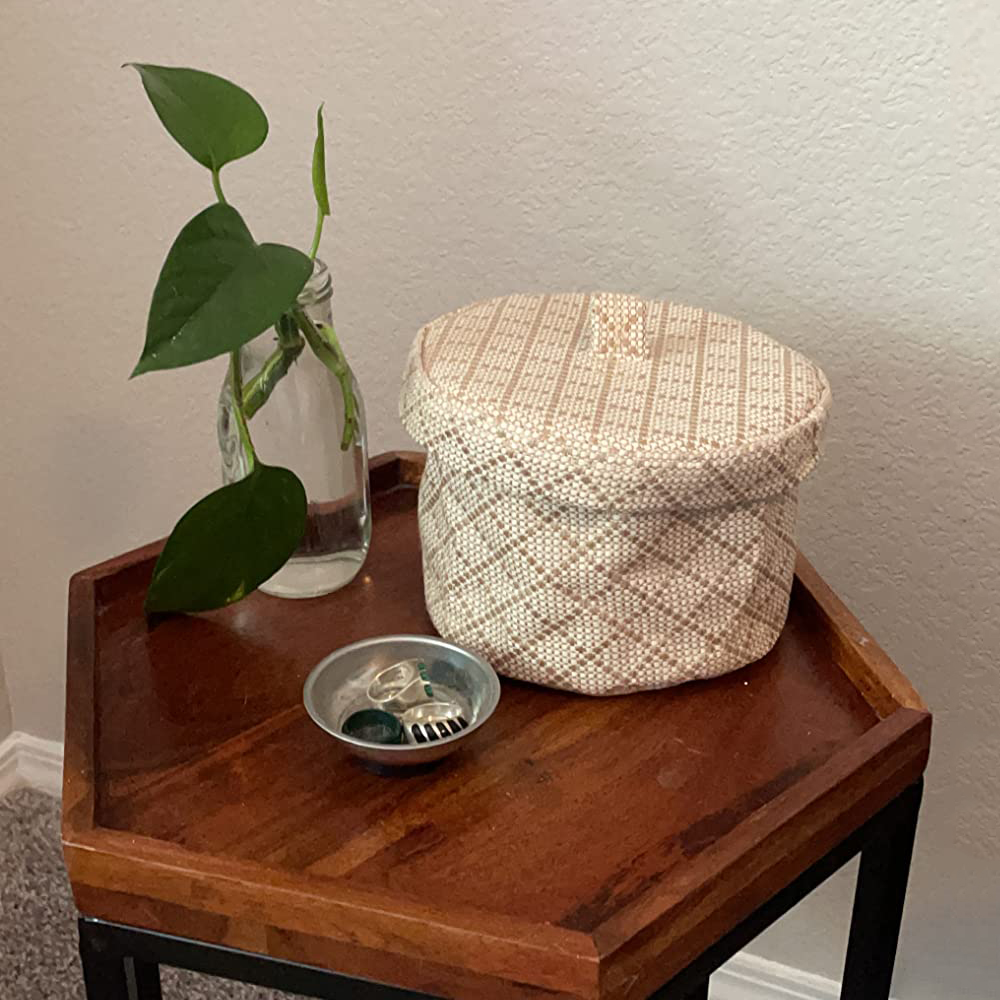 Round Baskets with Lids Decorative Jute Baskets with Lids for