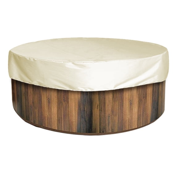 Round Bath Cover Top Protector Spa Dustproof Waterproof Fabric for Beige 190X30Cm Smile Home