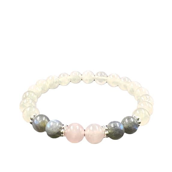 Round Beaded Bracelet Gemstone Jewelry - Beaded Bracelets for Women Stretch Healing Bracelet - Natural Stone Gemstone Jewelry Gifts for Daily Wear 0.3in Width