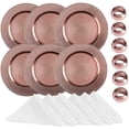 thumbnail image 1 of Round Beaded Charger Plates, 13 Inch, with Napkin Rings and Cloth Napkins, Set of 6 (Rose Gold), 1 of 8