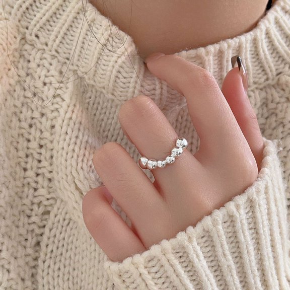 Round Beads Irregular Ring Simple INS Fashion Wave Line Ring For Women