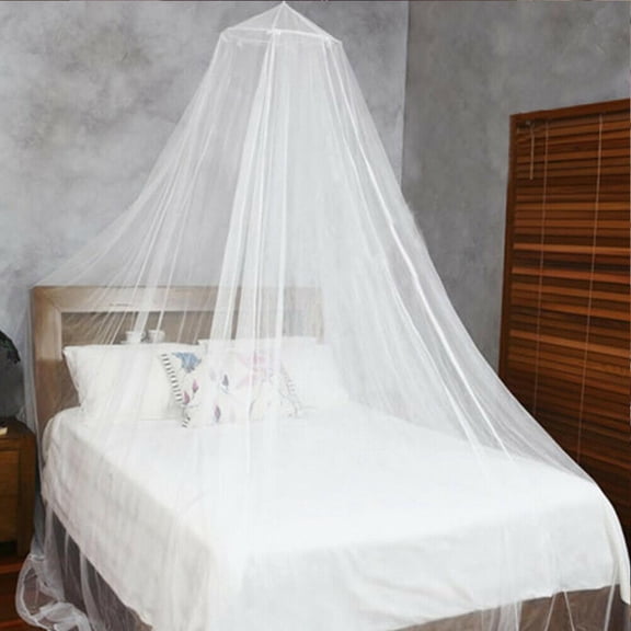 Round Bed Canopy <span Style="background:red"></span> Netting, Fine Mesh, Lace Trim, Keeps Air <span Style="background:red"></span>  Blocks Bugs, 98" Height