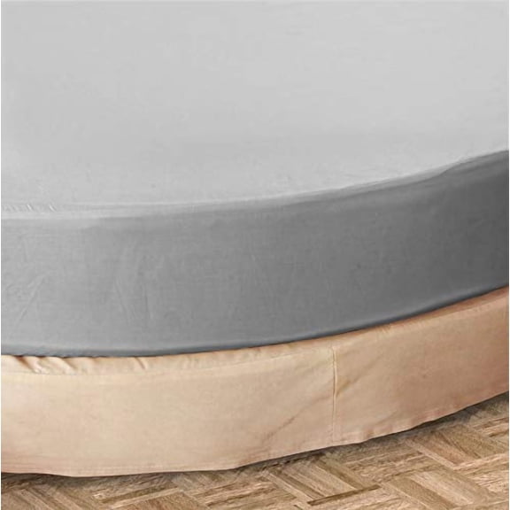Round Bed Fitted Sheet 100% Cotton 800 Thread Count, 1 Piece Fitted/Bottom Sheet 12" Deep Pocket and 2 Pillowcase - Round Bed Sheet Set (Silver Grey Solid, California King Size)