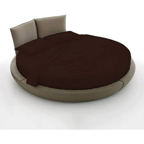 Round Bed Sheet Set, 600 Thread Count, 100% Egyptian Cotton, 12" Deep Pocket,80" Diameter, Round Sheet Set, Super Soft, Luxury and Easy Care -Chocolate Solid, King Size