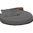 thumbnail image 1 of Round Bed Sheet Set, 600 Thread Count, 100% Egyptian Cotton, 12" Deep Pocket,92" Diameter, Round Sheet Set, Super Soft, Luxury and Easy Care -Light Grey Stripe, King Size, 1 of 2