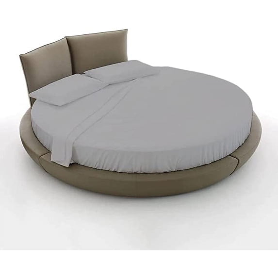 Round Bed Sheet Set, 600 Thread Count, 100% Egyptian Cotton, 15" Deep Pocket,80" Diameter, Round Sheet Set, Super Soft, Luxury and Easy Care -Light Grey Solid, King Size