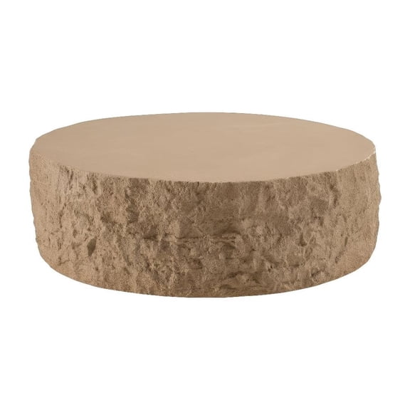 Round Beige Coffee Table with Fiberglass Construction and Modern Design