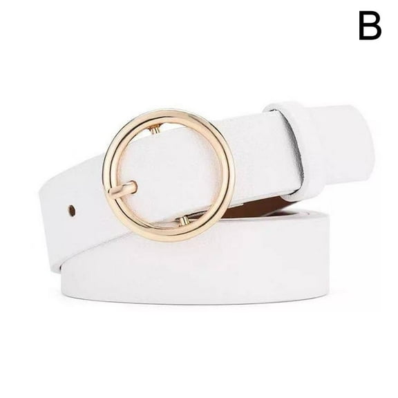 Round Belts For Women Girls Korean Style Vintage Metal PU Button Decoration Wide Waist Belt Leisure Dress Jeans Accessory