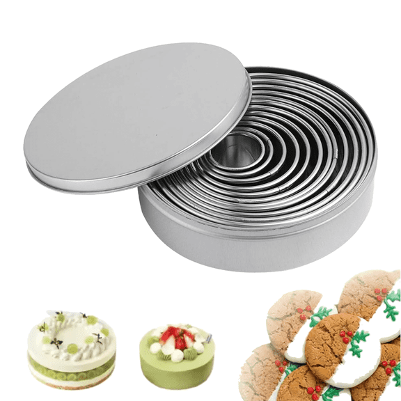 Round Biscuit Cookie Molds Pastry Circle Cutter for  Cooking Baking Shapes Kids Wedding Christmas Ring Molds Set