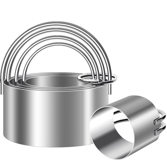 Round Biscuit Cutters with Handle,Stainless Steel Baking Essential Tool for Effortless Circle Cookie Shaping,Pastry,Cake Decoration Creation–Precise Cut for Dumpling,Scone,Donut-5 Pcs