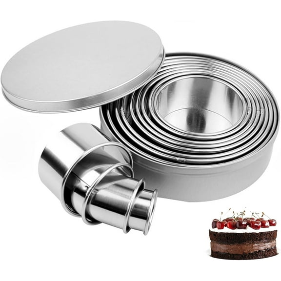 Round Biscuit Cutters,Happon 12PCS Pastry Cutter Baking, Stainless Steel Circle Cookie Cutter Ring,Cookie Cutter Set for Kids Holiday Birthday Party DIY Cake Decoration