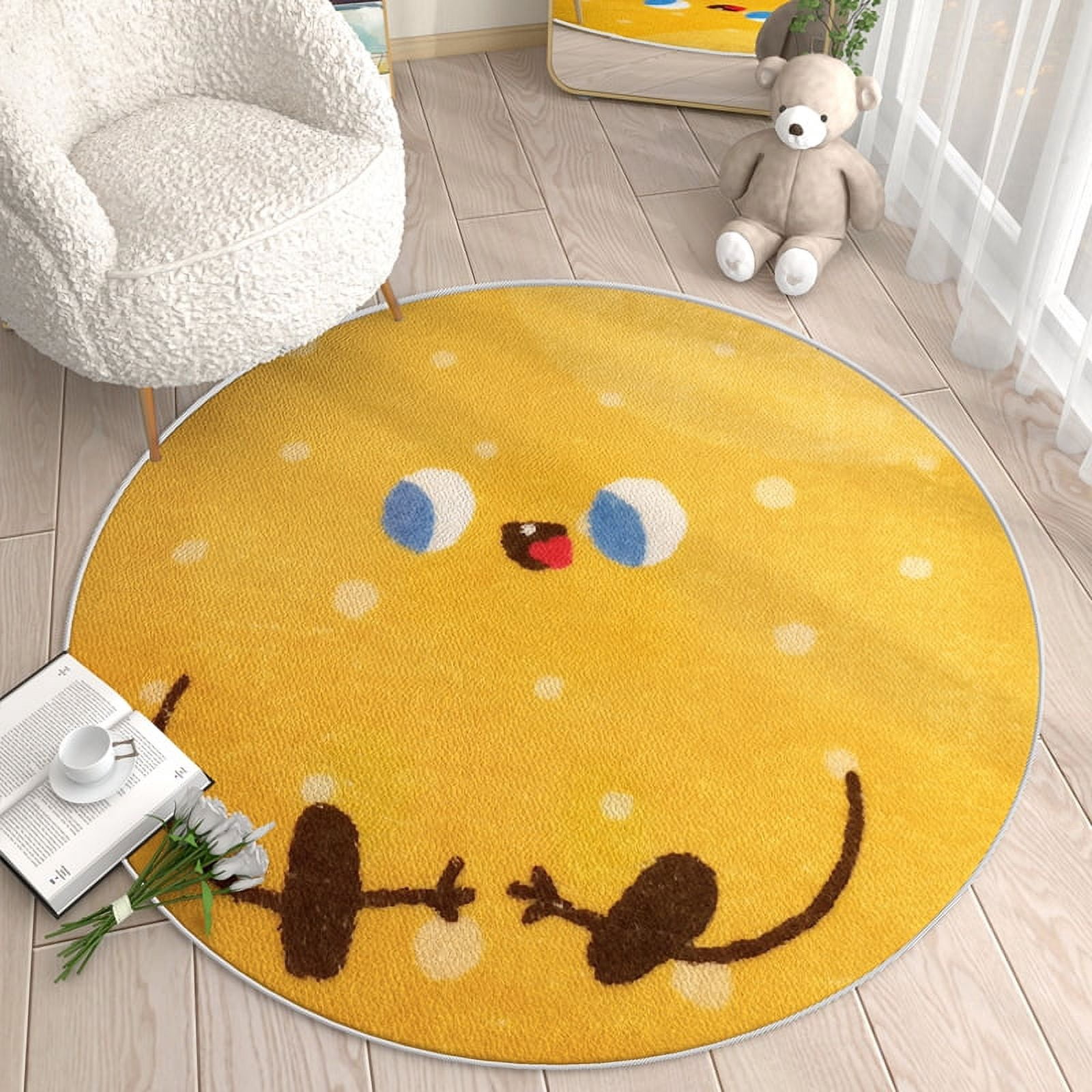 Round Biscuit Living Room Sofa Coffee Table Carpet Cute Girl Bedroom ...