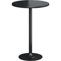 Round Bistro Pub Table 1 Pack Modern Style Metal Base MDF Top Cocktail Bar Table Counter Bar Height for Pub, Dining Room, Party (Black)
