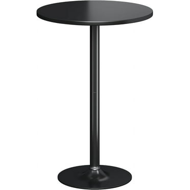 Round Bistro Pub Table 2 Pack Modern Style Metal Base MDF Top Cocktail Bar Table Counter Bar Height for Pub, Dining Room, Party (Black)