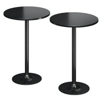 Round Bistro Pub Table 2 Pack Modern Style Metal Base MDF Top Cocktail Bar Table Counter Bar Height for Pub, Dining Room, Party (Black)