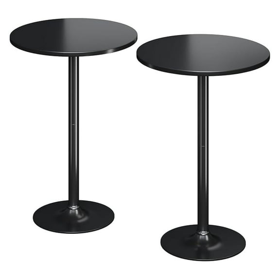 Round Bistro Pub Table 2 Pack Modern Style Metal Base MDF Top Cocktail Bar Table Counter Bar Height for Pub, Dining Room, Party (Black)