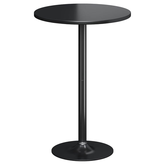 Round Bistro Pub Table Modern Style Metal Base MDF Top Cocktail Bar Table Counter Bar Height for Pub, Dining Room, Party (1, Full Black)