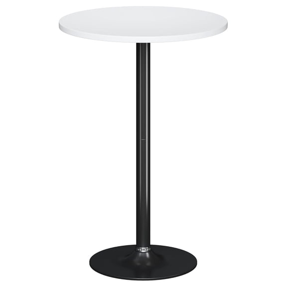 Round Bistro Pub Table Modern Style Metal Base MDF Top Cocktail Bar Table Counter Bar Height for Pub, Dining Room, Party (1, White-Black)