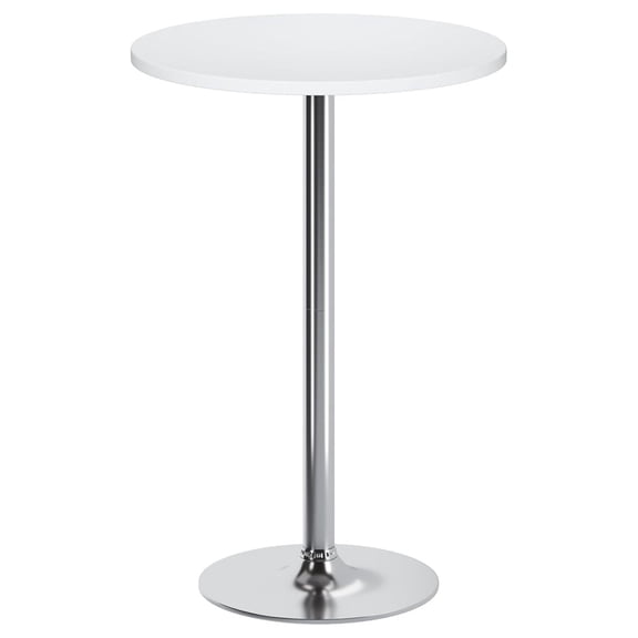 Round Bistro Pub Table Modern Style Metal Base MDF Top Cocktail Bar Table Counter Bar Height for Pub, Dining Room, Party (1, White-Silver)