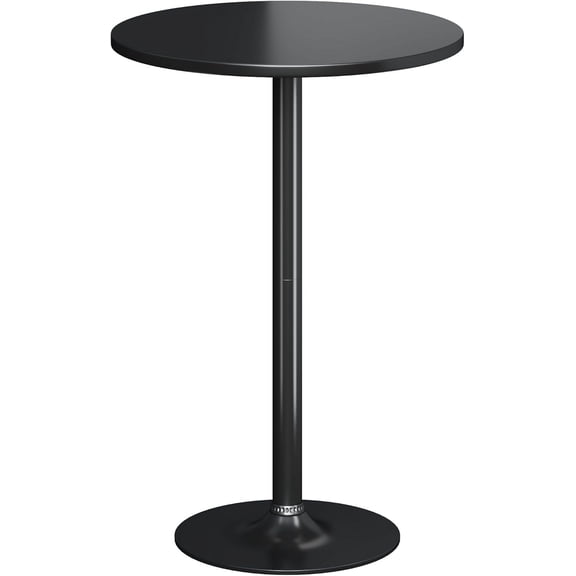 Round Bistro Pub Table with Metal Base and MDF Top, Bar Height for Dining Room, Living Room, or Party