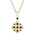 thumbnail image 1 of AFFY Round Black Natural Diamond Accents Clover Shape Flower Pendant in 925 Sterling Silver, 1 of 1
