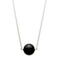thumbnail image 1 of Round Black Onyx Stone Station Sterling Silver Cable Chain Necklace 18", 1 of 3