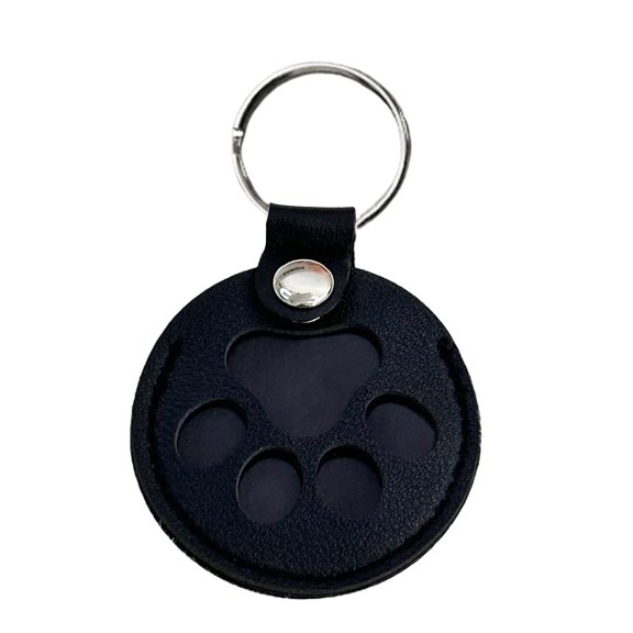 Round Black Pet Paw Print Keychain - Transparent Pet Hair Memorial Keyring For Pet Lovers
