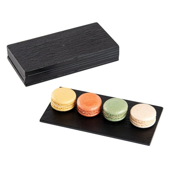 Restaurantware-5 x 5 Inch Serving Plates, 100 Round Charcuterie Boards - Premium, Mimics The Look Of Slate, Black Plastic Serving Platters, Serve Appetizers Or Desserts, For All Occasions