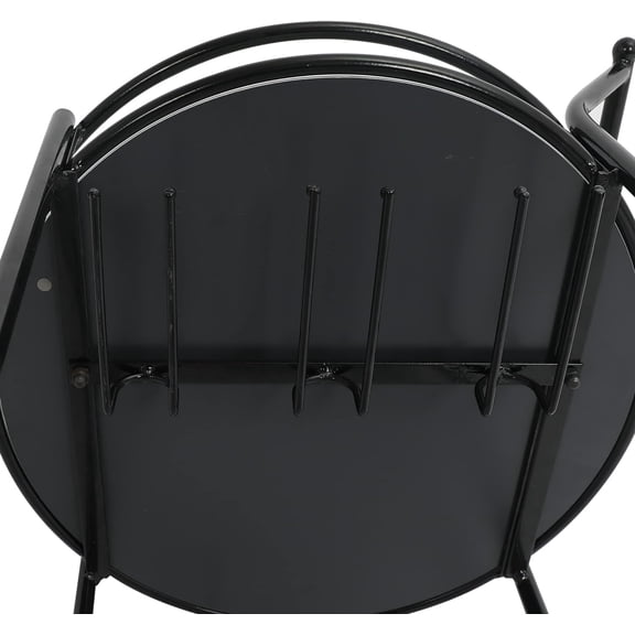 Round Black Rolling Bar Cart with 2 Mirror Shelves, Wine Rack and Lockable Casters, Suitable for Home Kitchen, Club, Living Room, Thanksgiving, Christmas, New Year, 15"X15"X30.7"$$Furniture