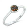 thumbnail image 1 of Round Black Simulated Opal Center Plain Ring Sterling Silver Size 4, 1 of 3