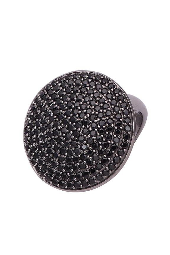 Round Black Spinel Gemstone 925 Sterling Silver Cocktail Women Valentines Day Gifts Ring US-5