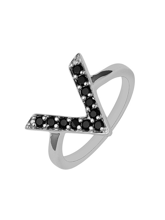 Round Black Spinel Gemstone 925 Sterling Silver Stackable Women Valentines Day Gifts Ring US-9