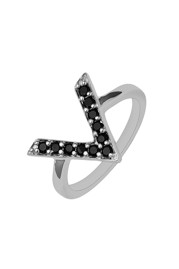 Round Black Spinel Gemstone 925 Sterling Silver Stackable Women Valentines Day Gifts Ring US-9