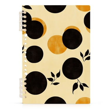 Round Black and Yellow Lined Spiral Journal Notebook 60 Pages A5 College Ruled Journals for Writing