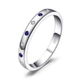 thumbnail image 1 of Round Blue Nano Sapphire Semi-Eternity Ring in 0.925 White Sterling Silver - Size 6, 1 of 1