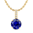 thumbnail image 1 of Round Blue Sapphire Solitaire Gold Plated Necklace Engagement Gift For Cousin || Ali Baba Jewellery, 1 of 4