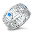 thumbnail image 1 of Round Blue Simulated Opal Cubic Zirconia Alternative Eternity Ring Sterling Silver Size 9, 1 of 3