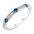 thumbnail image 1 of Round Blue Simulated Sapphire Ring .925 Sterling Silver Band Cubic Zirconia Jewelry Female Size 6, 1 of 4